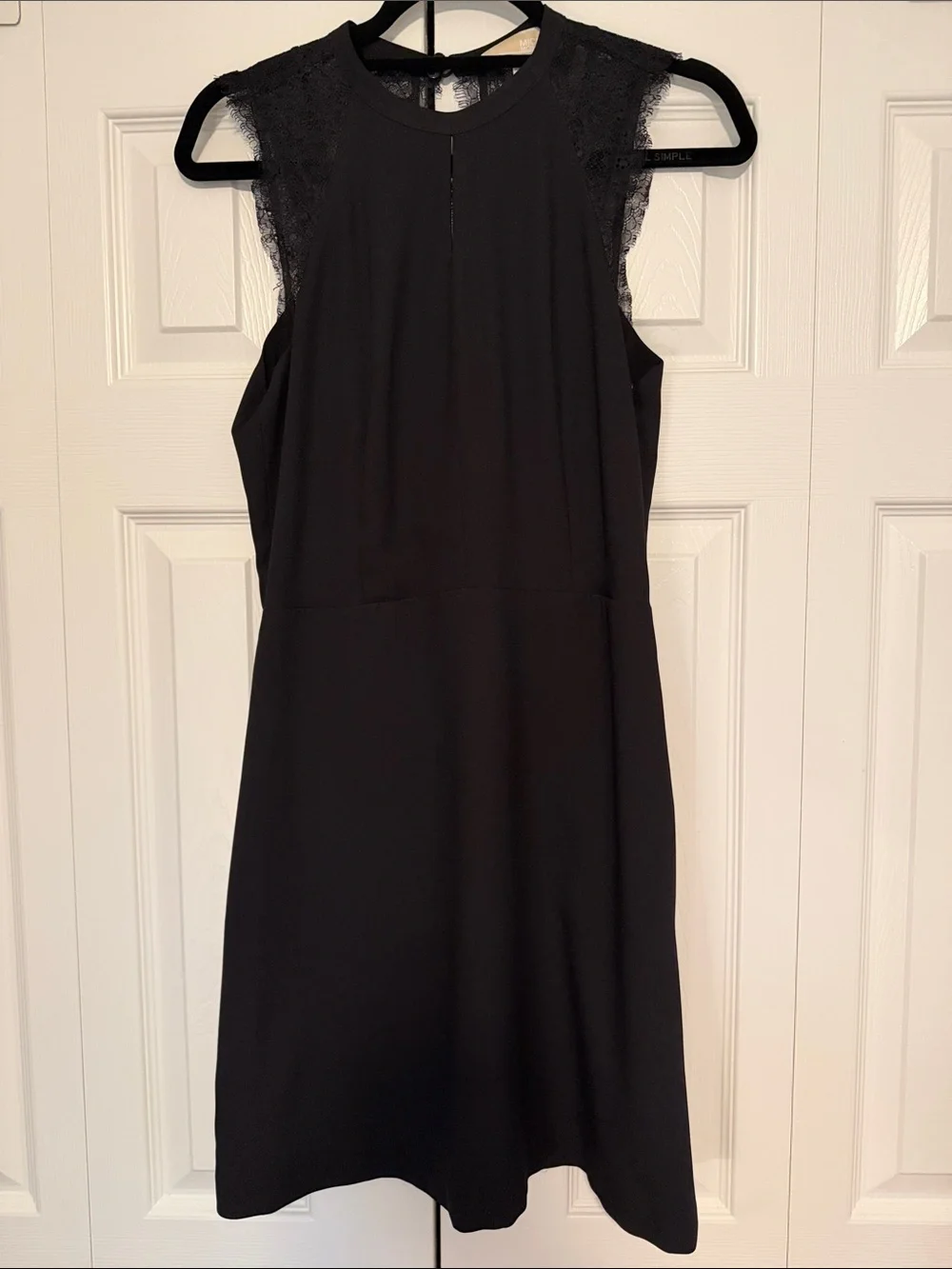 Michael Kors Black Sleeveless Lace-trimmed crepe Dress